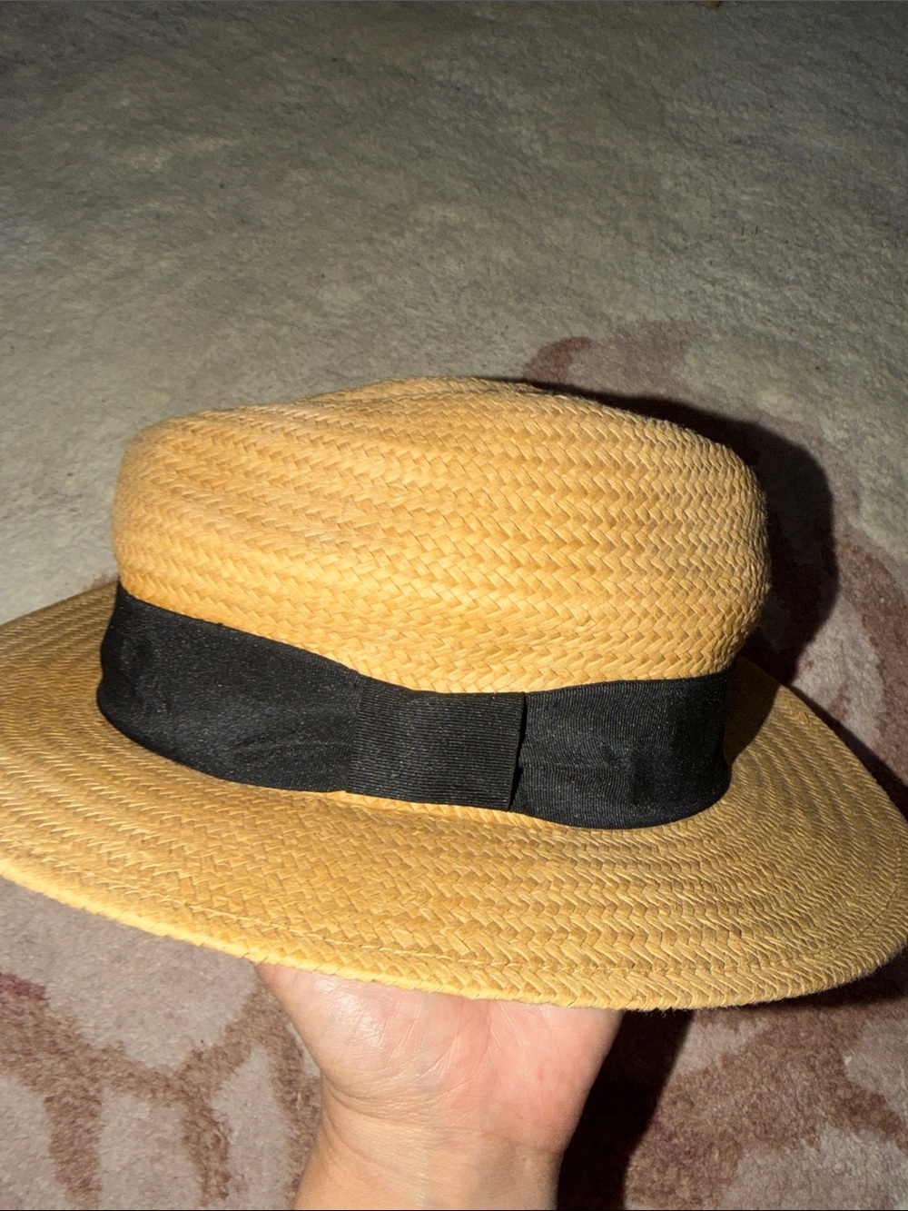 H&M Women’s Tan Straw Fedora Hat with Black Band - Picture 4 of 6